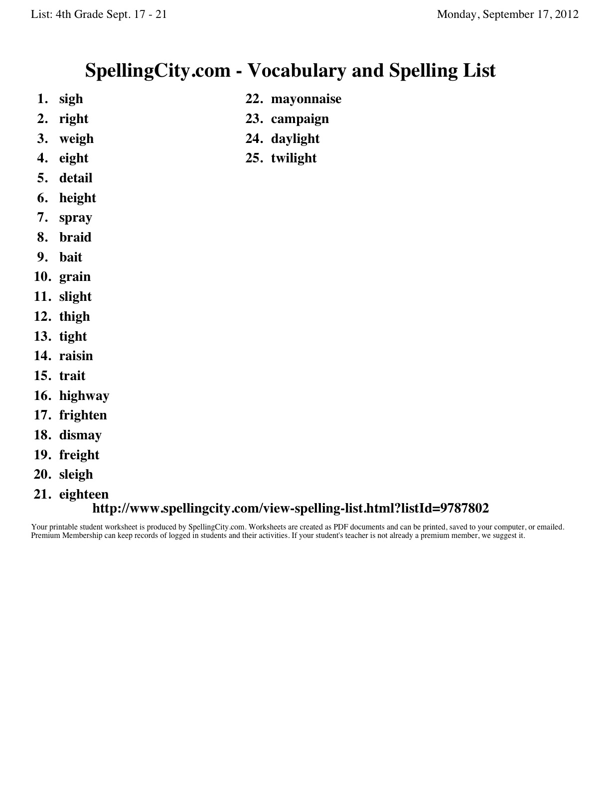 Words A 5th Grader Should Know How To Spell