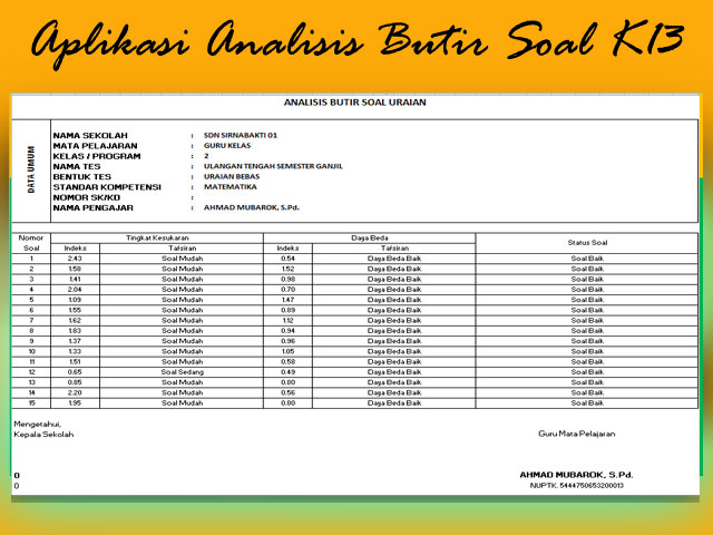 Format Analisis Butir Soal Kurikulum 2013 Sd - Guru Paud