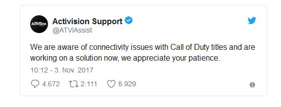 COD: WWII, Activision Support, Server Fix