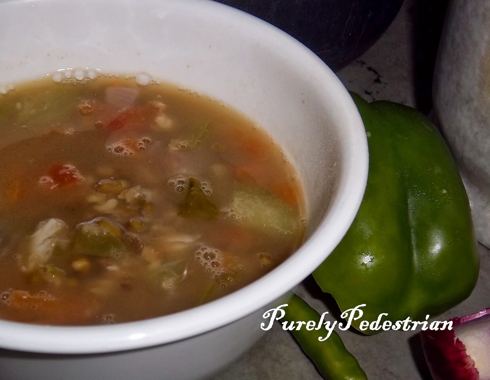 Purely Pedestrian Mung Bean Vegetable Soup