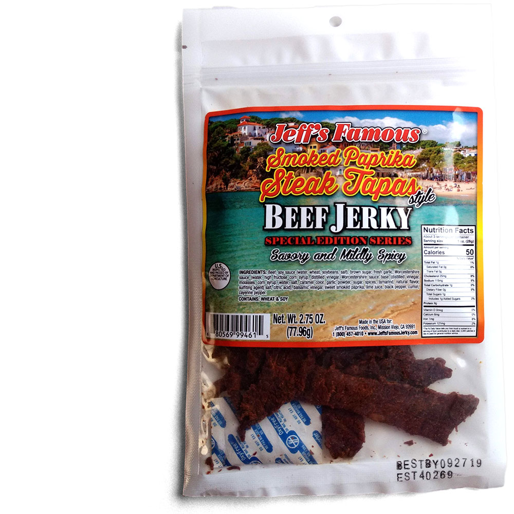 Jeff's Famous Jerky Smoked Paprika Steak Tapas Beef Jerky Reviews
