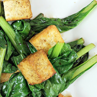 Wilted Tatsoi with Sauteed Tofu