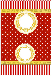 Etiquetas de Corona Dorada en Rojo para imprimir gratis.