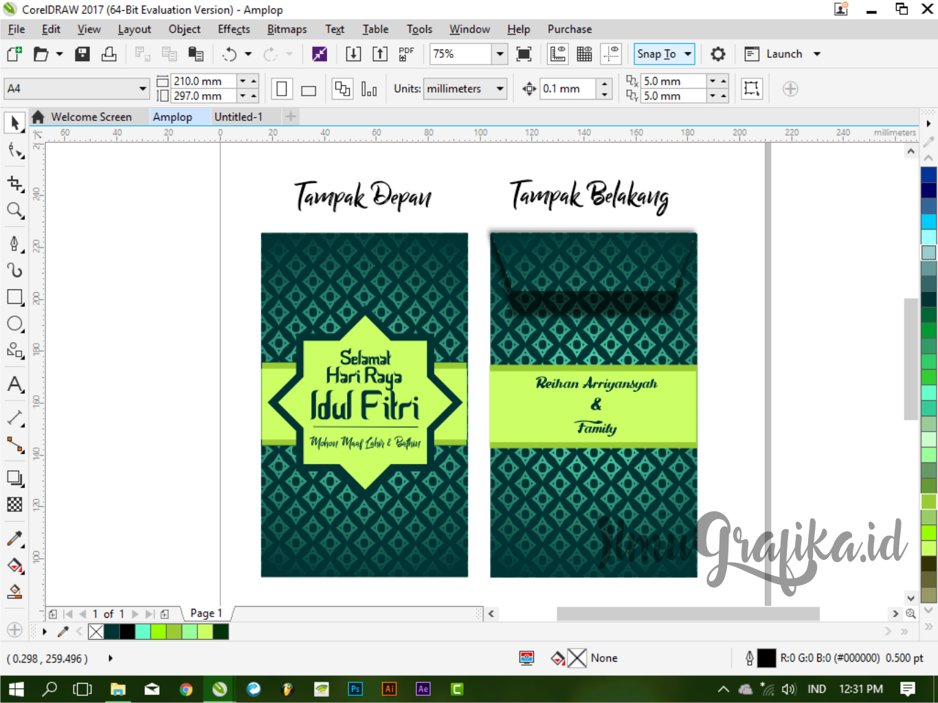 Download Desain Amplop Lebaran Lucu Gambar Islami