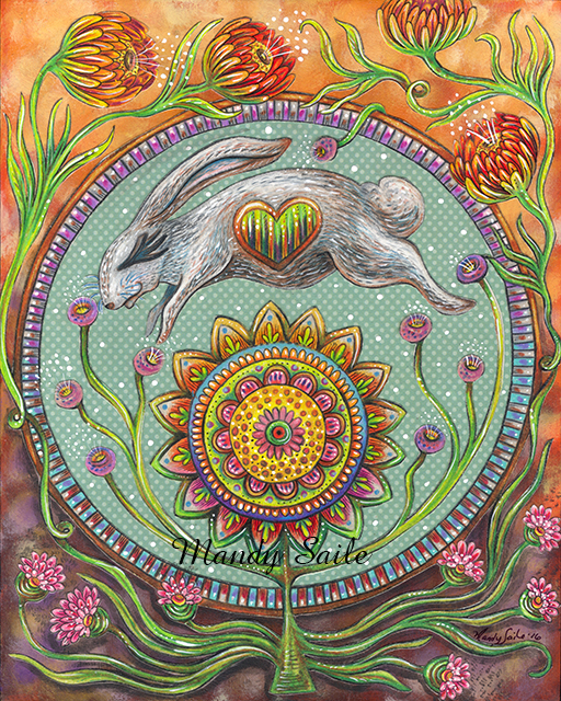 Mandy Saile, artwork, illustration, bunnies, colored pencil, mixed media