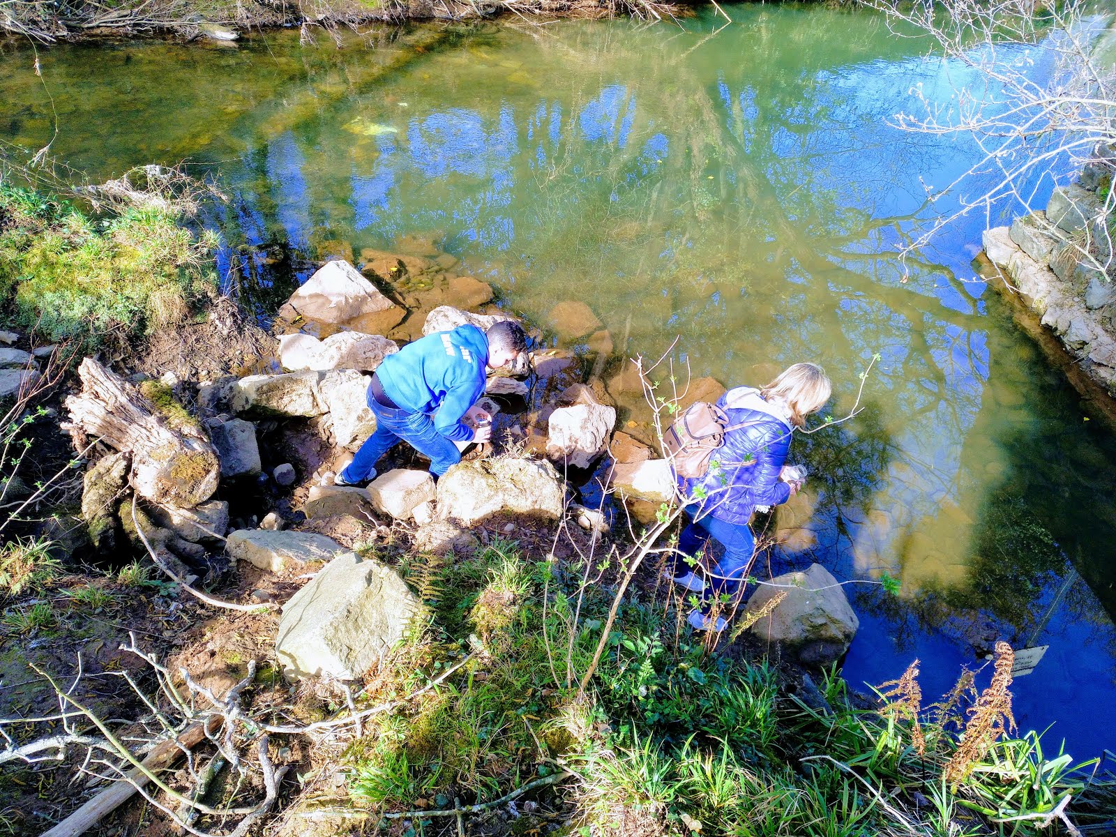 Recogiendo muestras en el Río Linares (4º de ESO)
