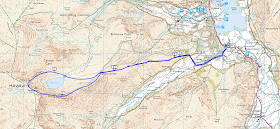 Map walking route Striding Edge, Helvellyn, walk, hike, route, Patterdale, Glenridding, Ullswater, Lake District