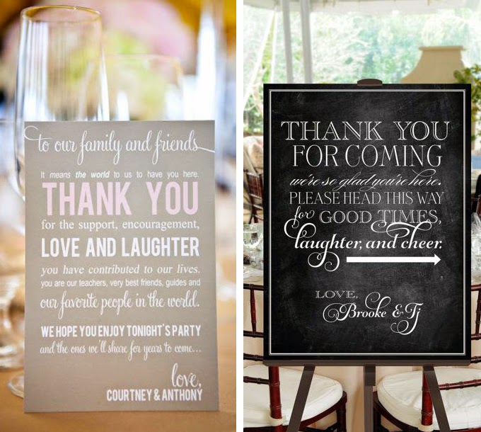 12 Delightful Ways To Use Wedding Signs Throughout Your Wedding - Thank Friends And Family For Celebrating With You