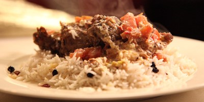 Slow cooked lamb with fetta and tomatoes, pilaf and fatoush salad recipe Slow cooked lamb with fetta and tomatoes Slow cooked lamb with fetta and tomatoes, pilaf and fatoush salad recipe