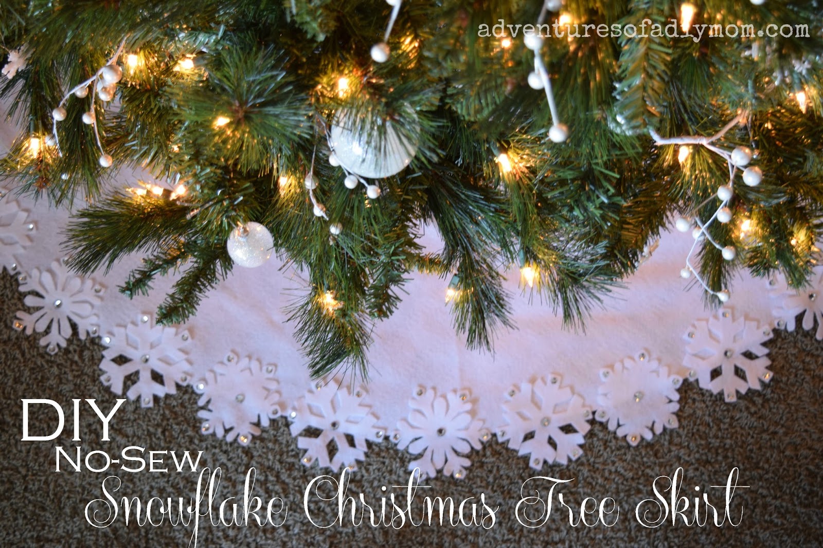 DIY NoSew Christmas Tree Skirt with Felt Snowflakes Adventures of a