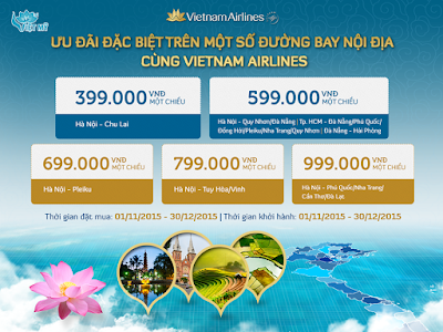 Vietnam Airlines khuyến mãi tháng 11-2015