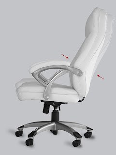 Lateral View Office Factor White Leather Office Chair, Ergonomic Office Chair, Swivel High Back Office Chair Tilt Adjustment