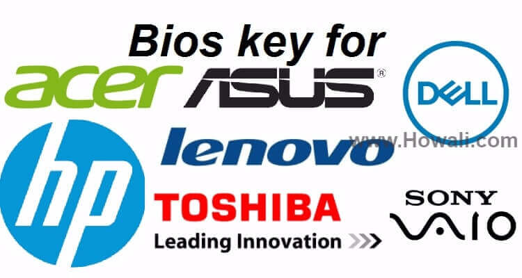 Bios Key for Popular Laptop Manufacturers [Acer, Asus, Dell, HP, Lenovo