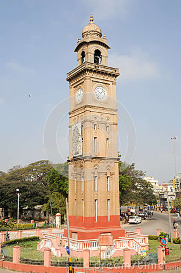 Colonial Silver Jubilee clock tower, Mysore. Navrang India
