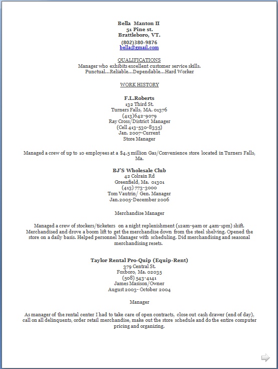 store manager resume content in word format free download convenience store manager resume