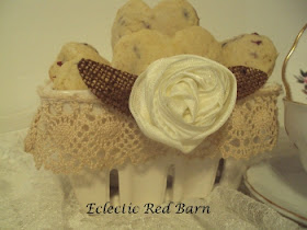 Eclectic Red Barn: Cherry Scones in White Ceramic Strawberry Basket 