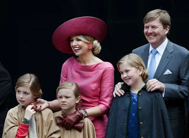 King Willem-Alexander, Queen Maxima and their daughters Princess Amalia, Princess Alexia and Princess Ariane, Prince Bernhard, Princess Annette, Prince Constantijn, Princess Laurentien, Prince Pieter-Christiaan, Princess Anita, Prince Maurits and Princess Marilene