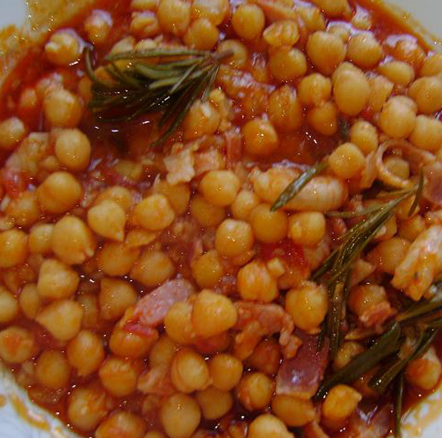 cosasdefedri GARBANZOS SALTEADOS CON GAMBAS Y BACON