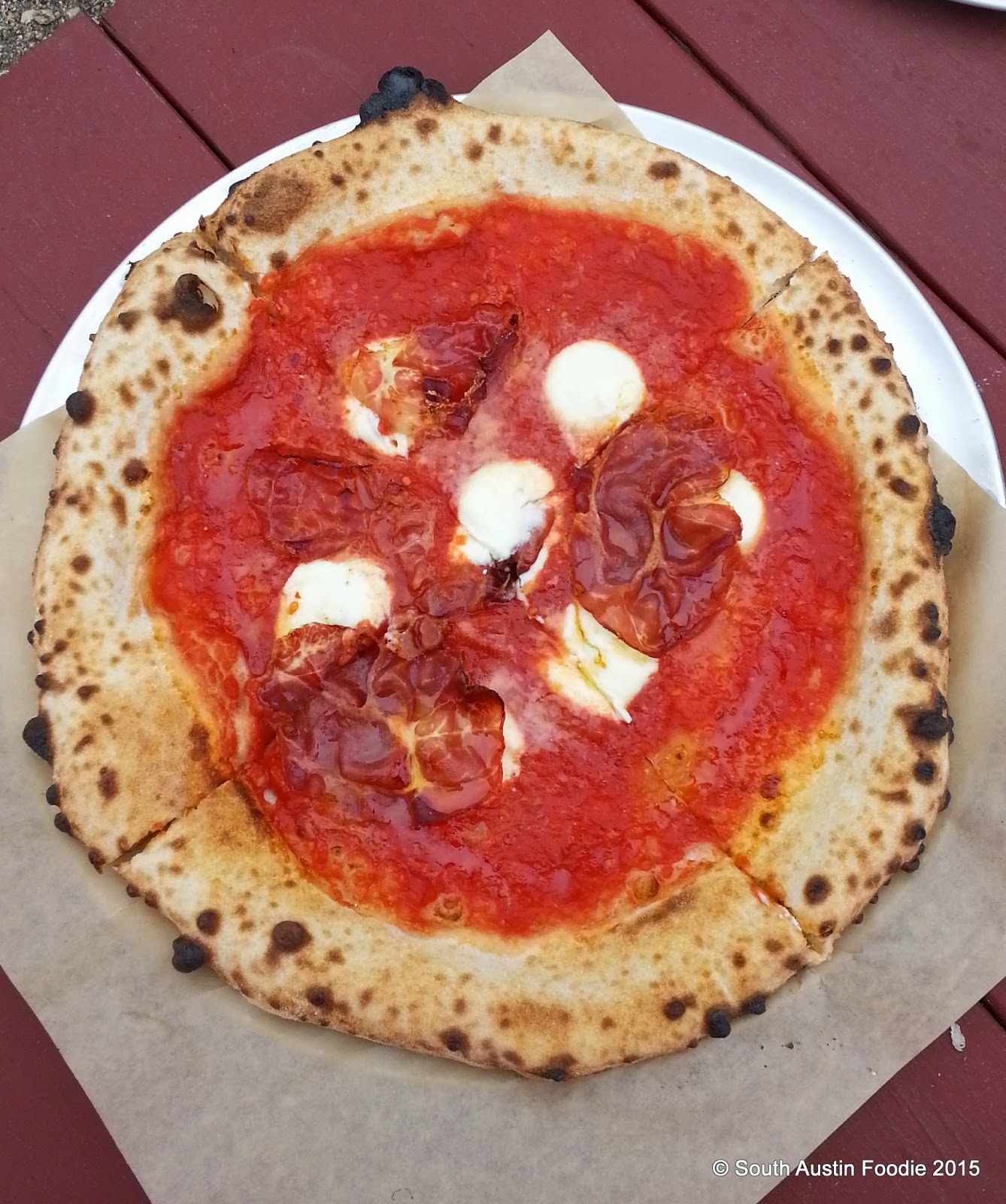 Neapolitan pizza (hot coppa + honey) from 40 North food trailer