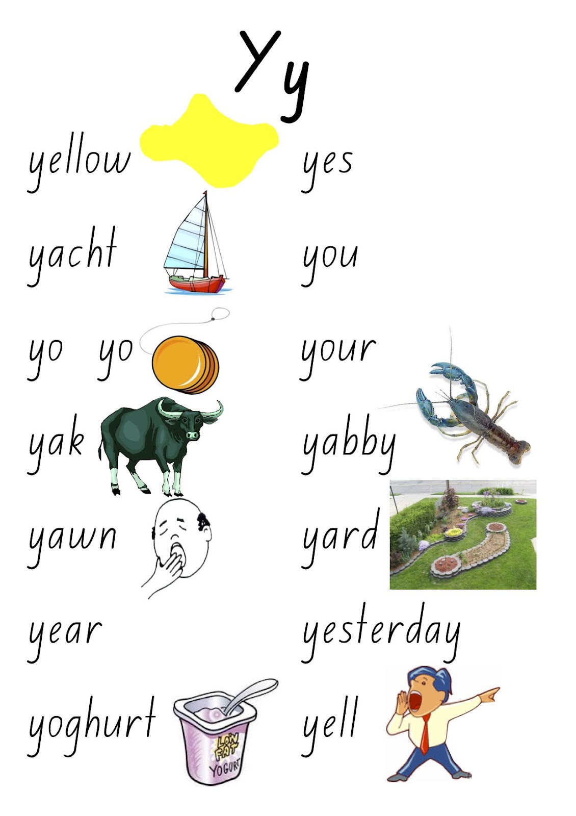 travel words beginning with y