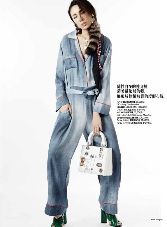 Bella儂儂 Taiwan January 2016, Fan 傅雅凡 Fendi 2016 Resort Blue Denim Dress Jumpsuit Editorials