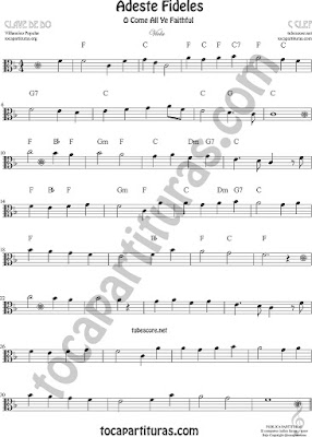  Sheet Music for Viola O come All Ye Faithful Music Score 