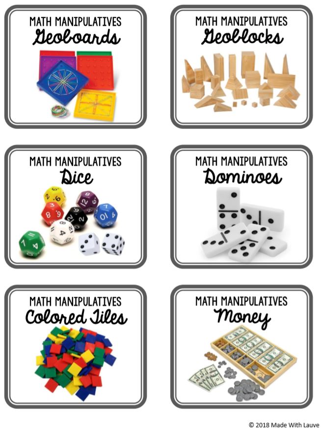 KinderTastic Math Manipulatives Labels