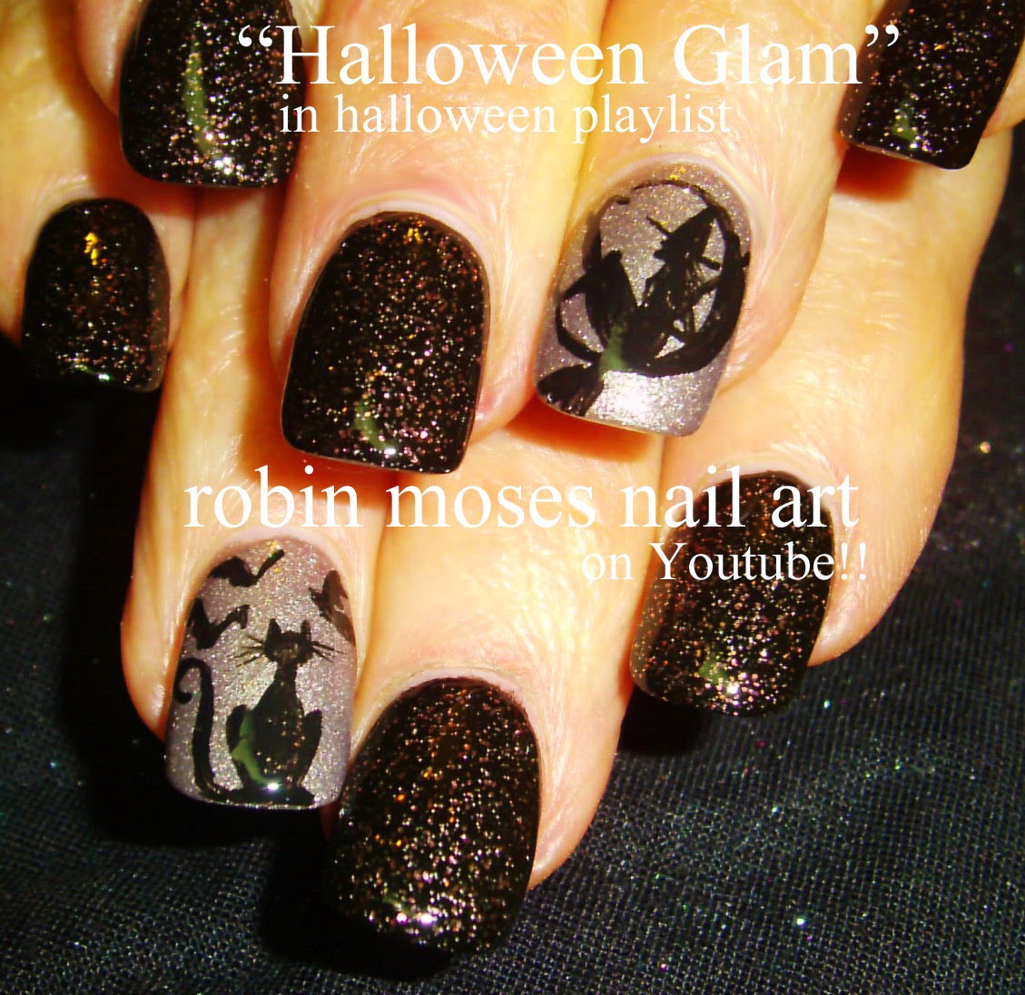 Nail Art by Robin Moses "cat clip art" "halloween cats" "halloween
