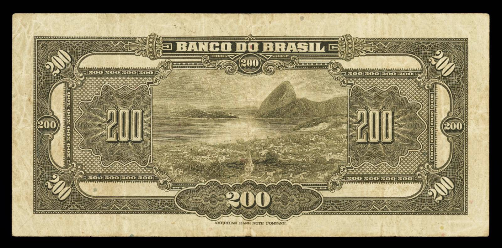 Brazil paper money 200 Mil Reis banknote 1923 Panoramic view of Rio de Janeiro