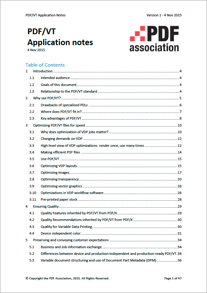 PDF/VT Application notes