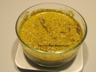 Thenga Kothamalli Chutney is served with idli/dosa