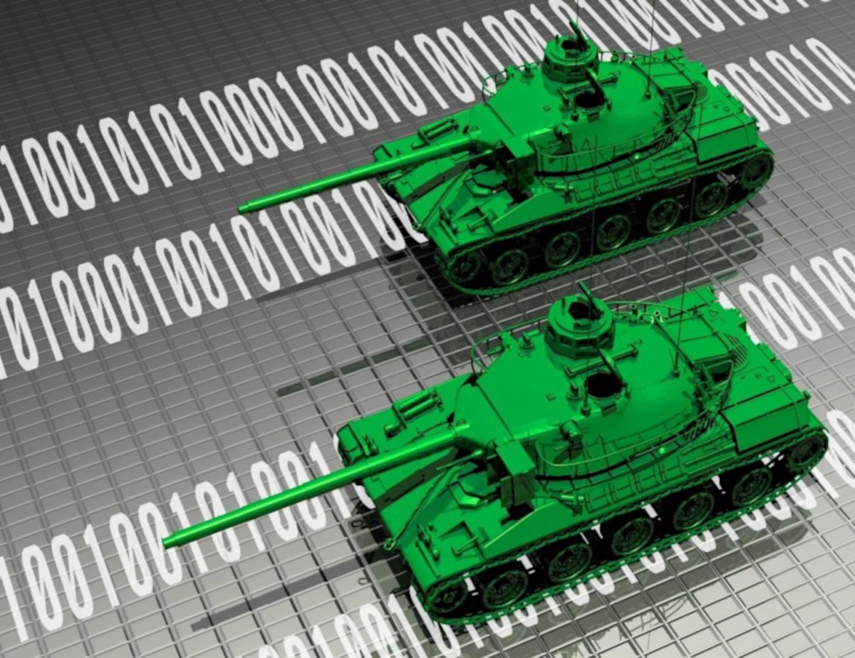 cyber warfare information, tanks on a binary grid