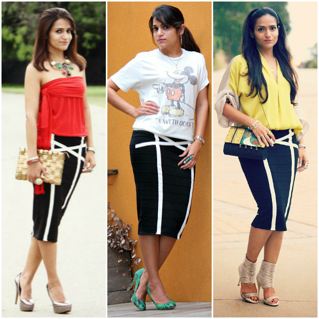 Three Ways To Style A Black Pencil Skirt | Tanvii.com - Indian Fashion ...
