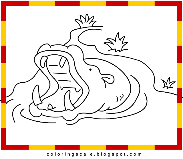 Coloring Pages Printable for kids: Hippo Coloring pages for kids