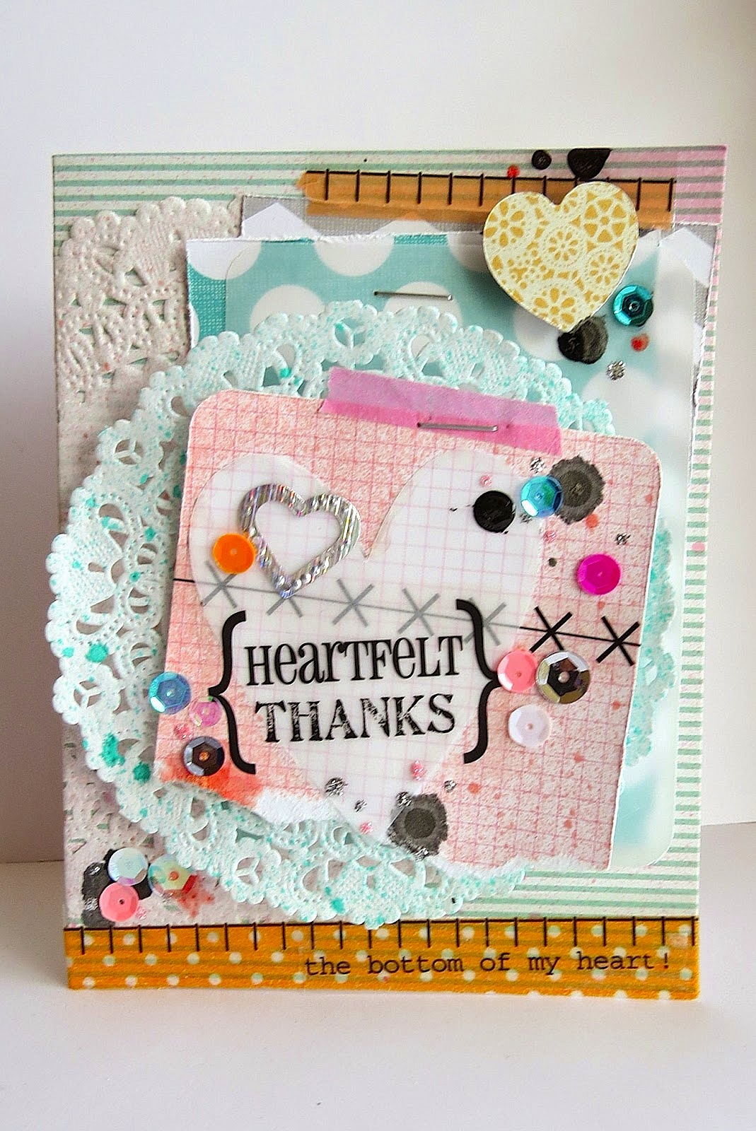 SRM Stickers Blog - Doily Thank You Card Tutorial by Shannon - #card #thanks #doilies #stickers #stitches #borders $fancy #sentiments #tutorial
