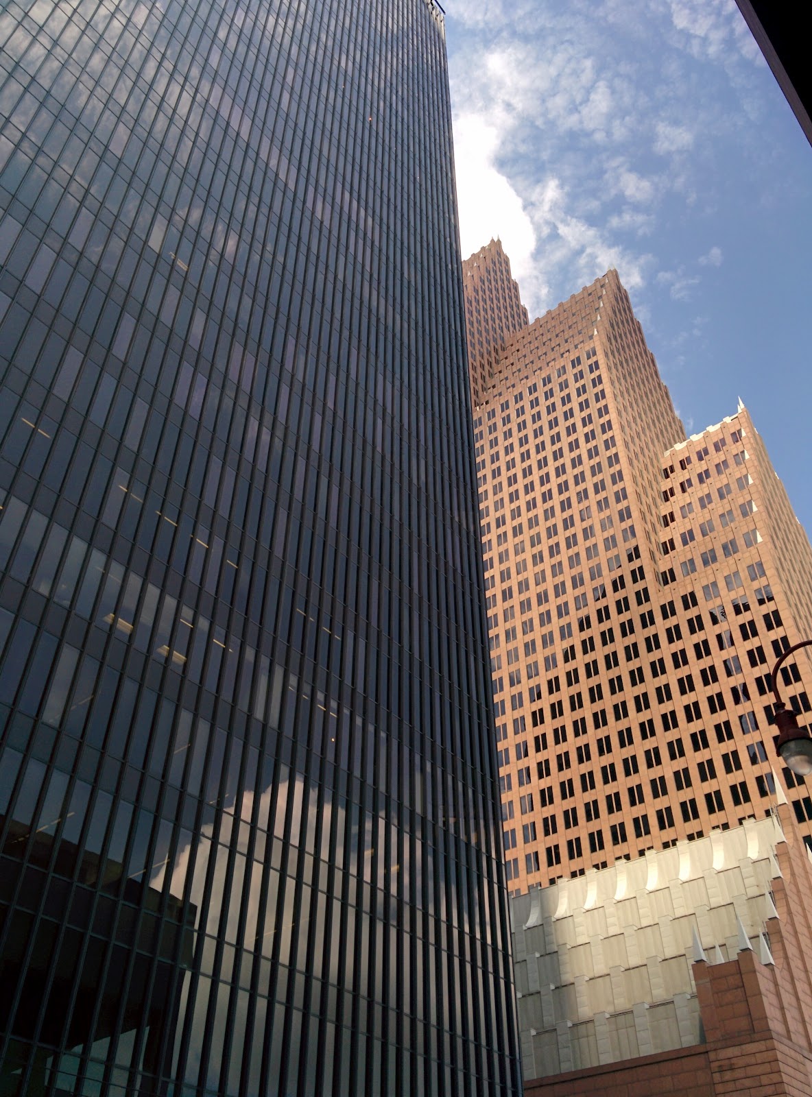 Two adjacent Philip Johnson skyscrapers