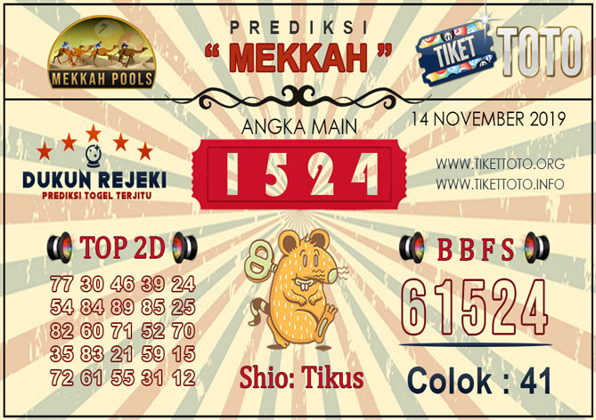 Prediksi Togel MEKKAH TIKETTOTO 14 NOVEMBER 2019