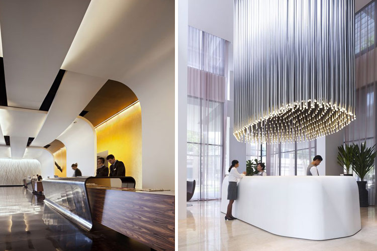 Marzua: Diseño de la recepción del hotel: el mostrador.