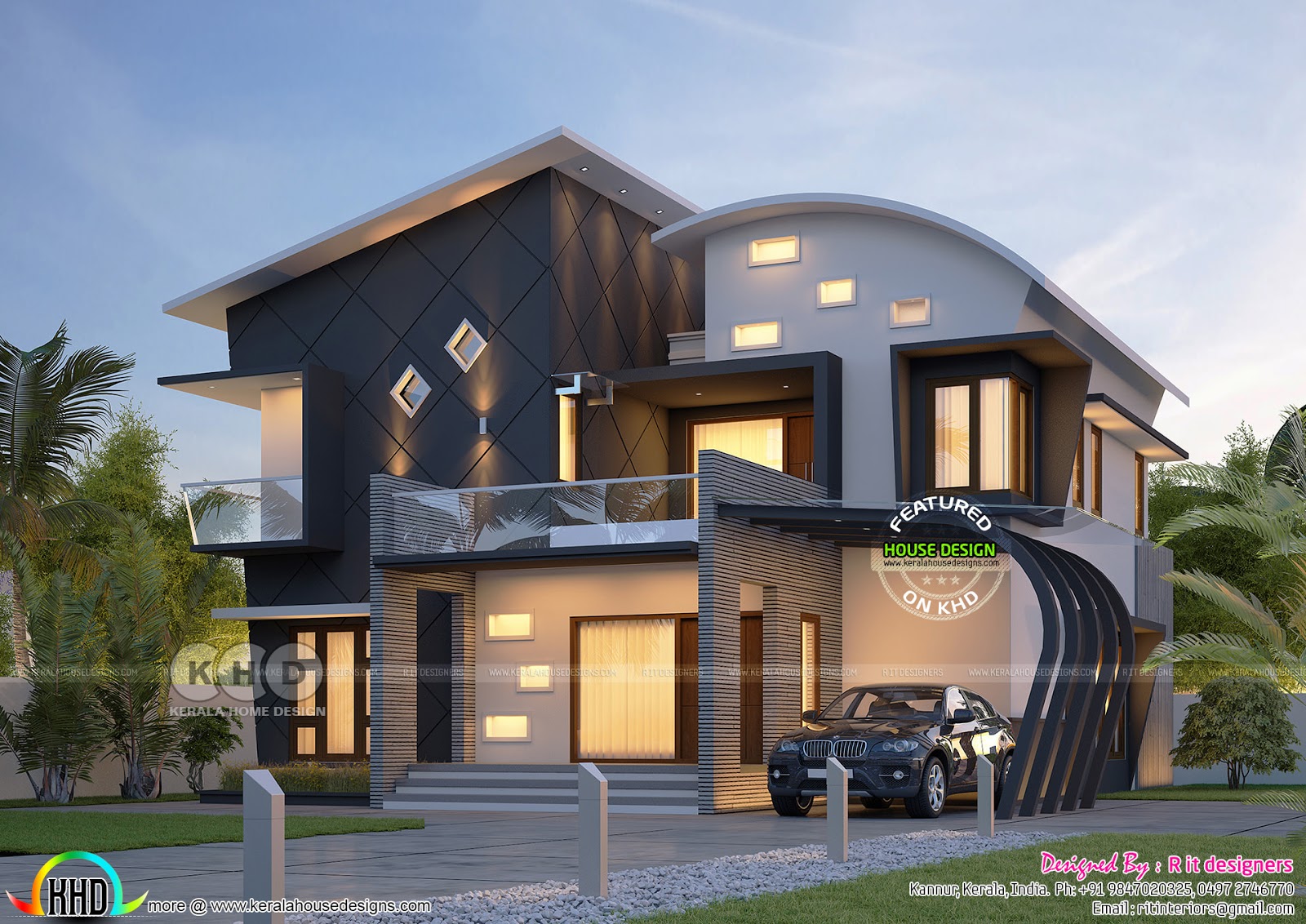 Stunning ultra modern 4 BHK Kerala house plan Kerala