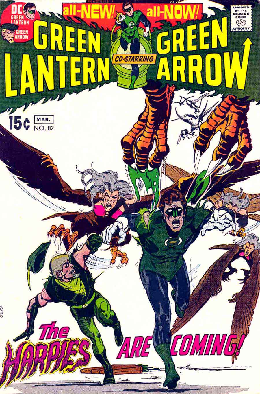 Green Lantern Green Arrow #82 bronze age 1970s dc comic book cover art by Neal Adams