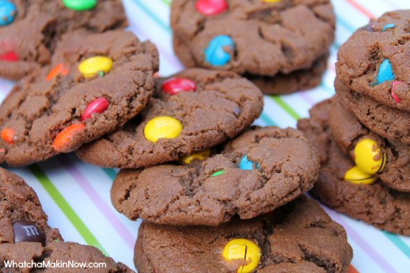 Chocolate Peanut Butter M&M Cookies - Use Skippy Dark Chocolate Peanut Butter next time you make PB cookies!