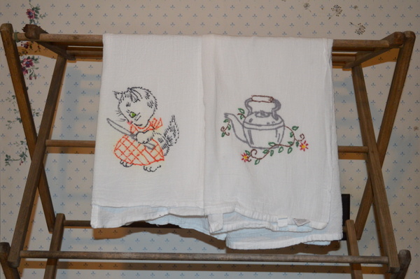 Vintage Embroidery on a Flour Sack Towel with Sharpie 