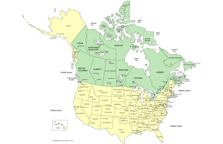 clipart map of us and canada - photo #14