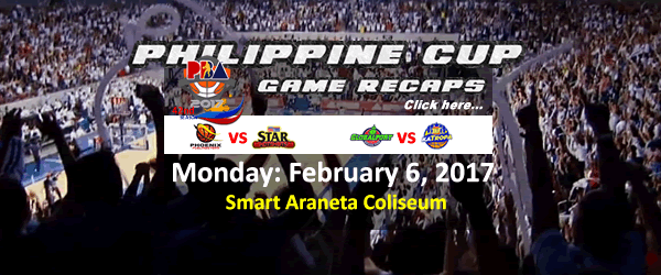 List of PBA Game(s) Monday February 6, 2017 @ Smart Araneta Coliseum List of PBA Game(s) Monday February 6, 2017 @ Smart Araneta Coliseum