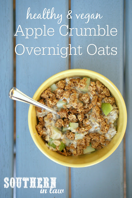 Healthy Vegan Apple Crumble Overnight Oats Recipe - low fat, gluten free, low calorie, high protein, clean eating recipe, healthy breakfast, sugar free,
