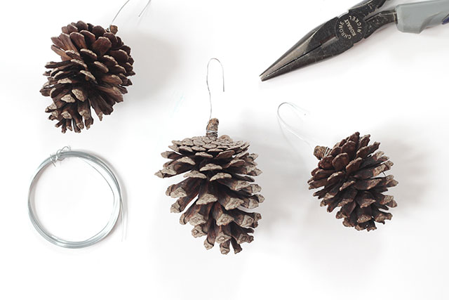 How to make frosted pinecone ornaments: Step 1