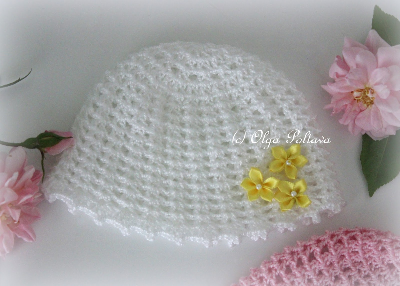 Lacy Crochet Preemie Girls Baby Hat Free Crochet Pattern
