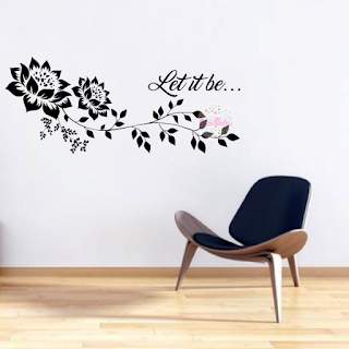 vinilo decorativo pared floral hojas rama frase respaldo