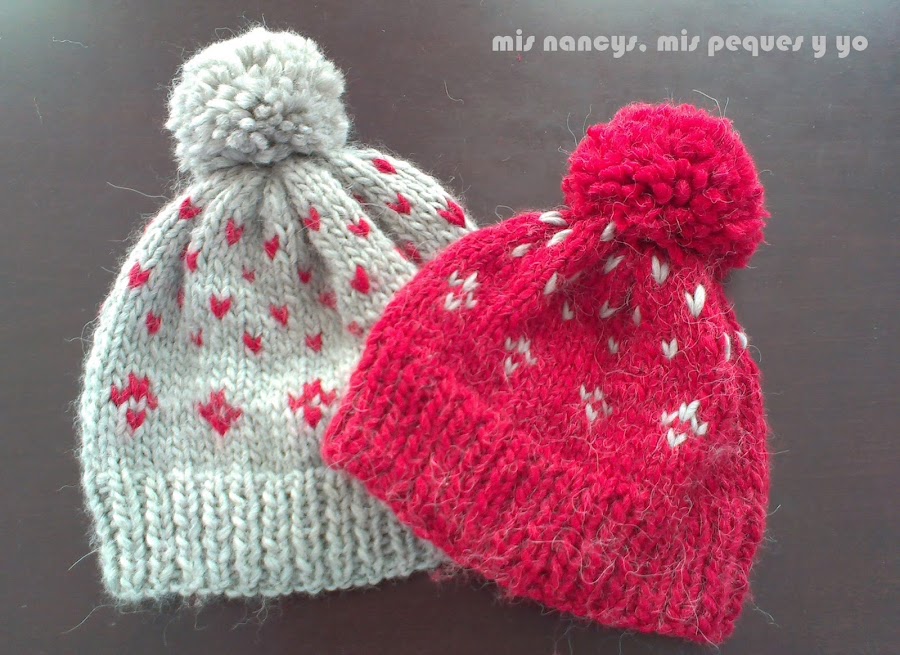 mis nancys, mis peques y yo, gorros de lana granate y gris perla