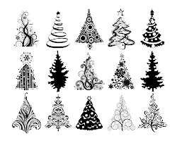 tree christmas silhouette vector trees silhouettes ornament clip ornaments artistic drawing елки leaves modern outline pine decorating рождественские newdesignfile графика